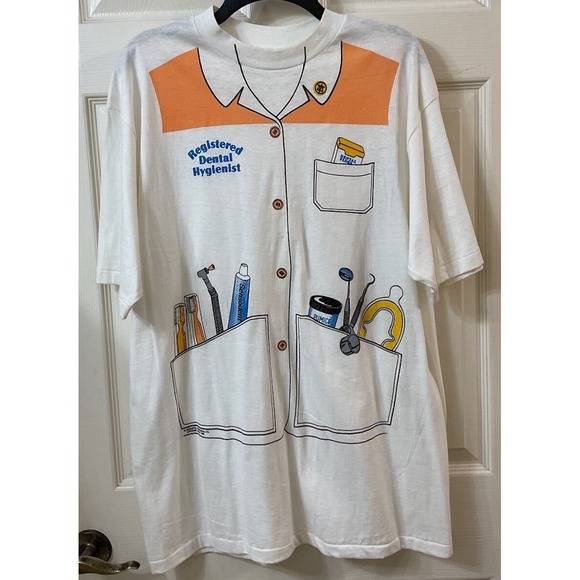 True Vtg 80s Athletic Supporter Ltd Dental Hygienist Single Stitch TShirt XL USA - Picture 1 of 16
